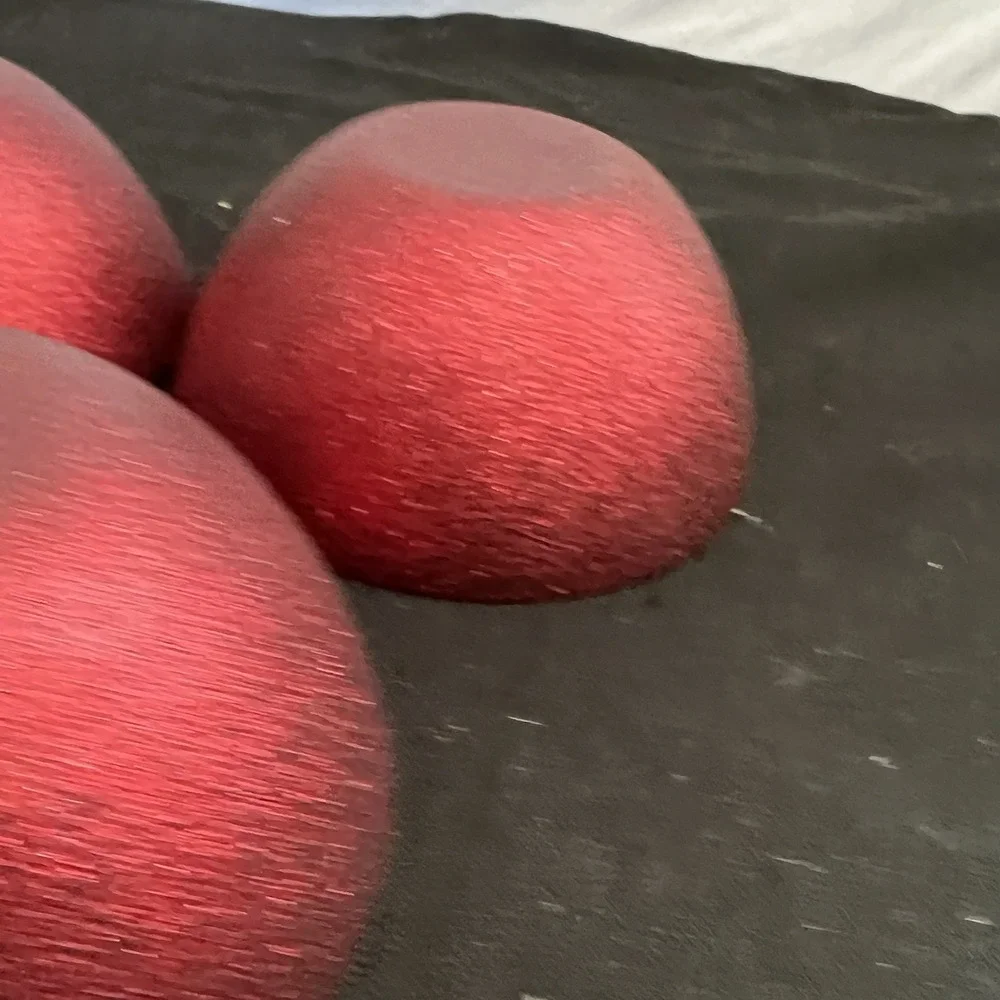 Set of 3 Ruby Red Glitter Textured Glass Decorative Bowls‎ 6 Inch Shimmer Glam